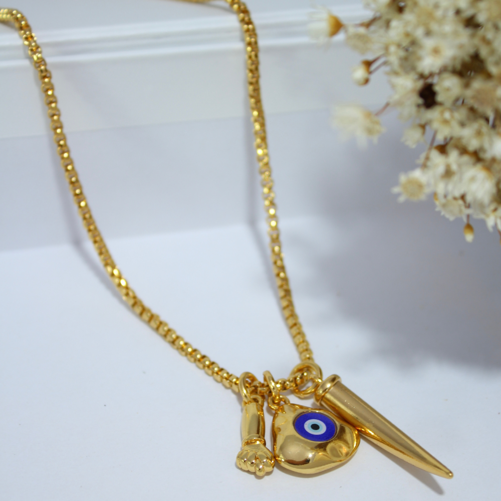 Colar Amuleto Banhado em Ouro 18K