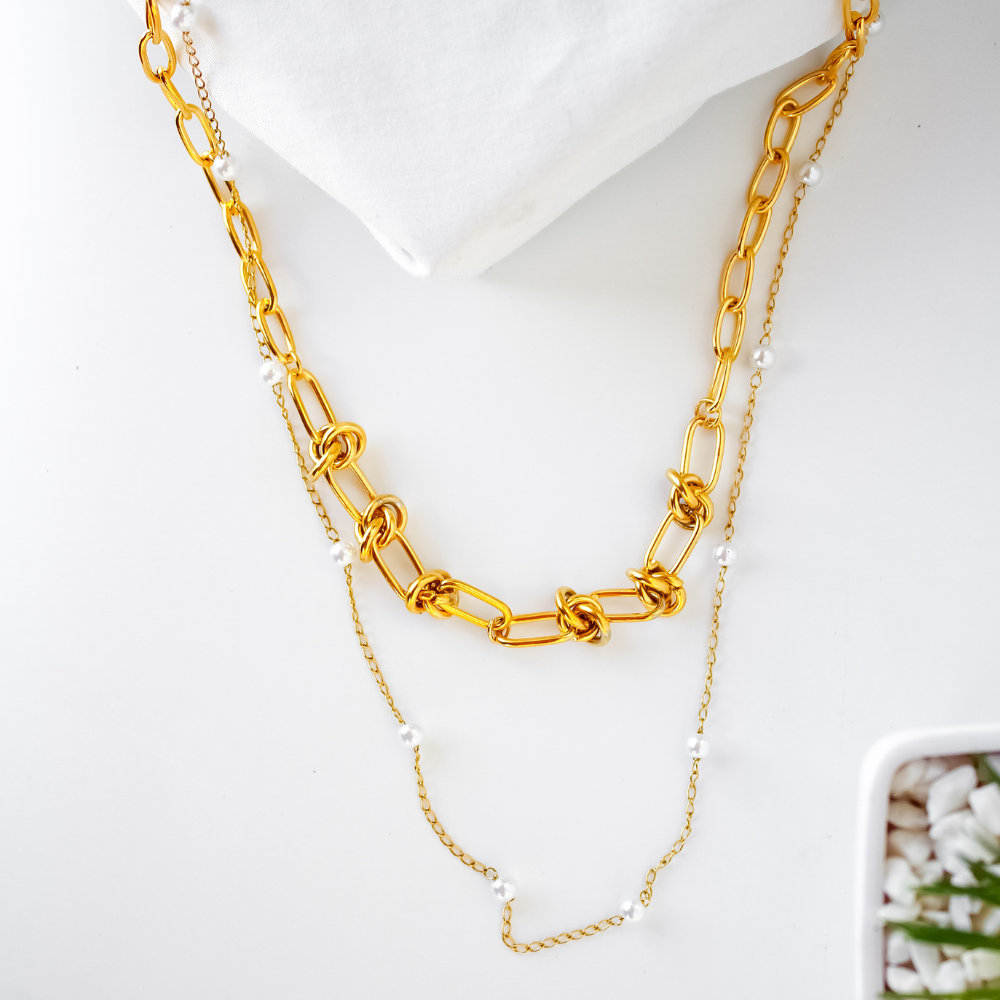 Colar Duplo Corrente Banhado em Ouro 18K