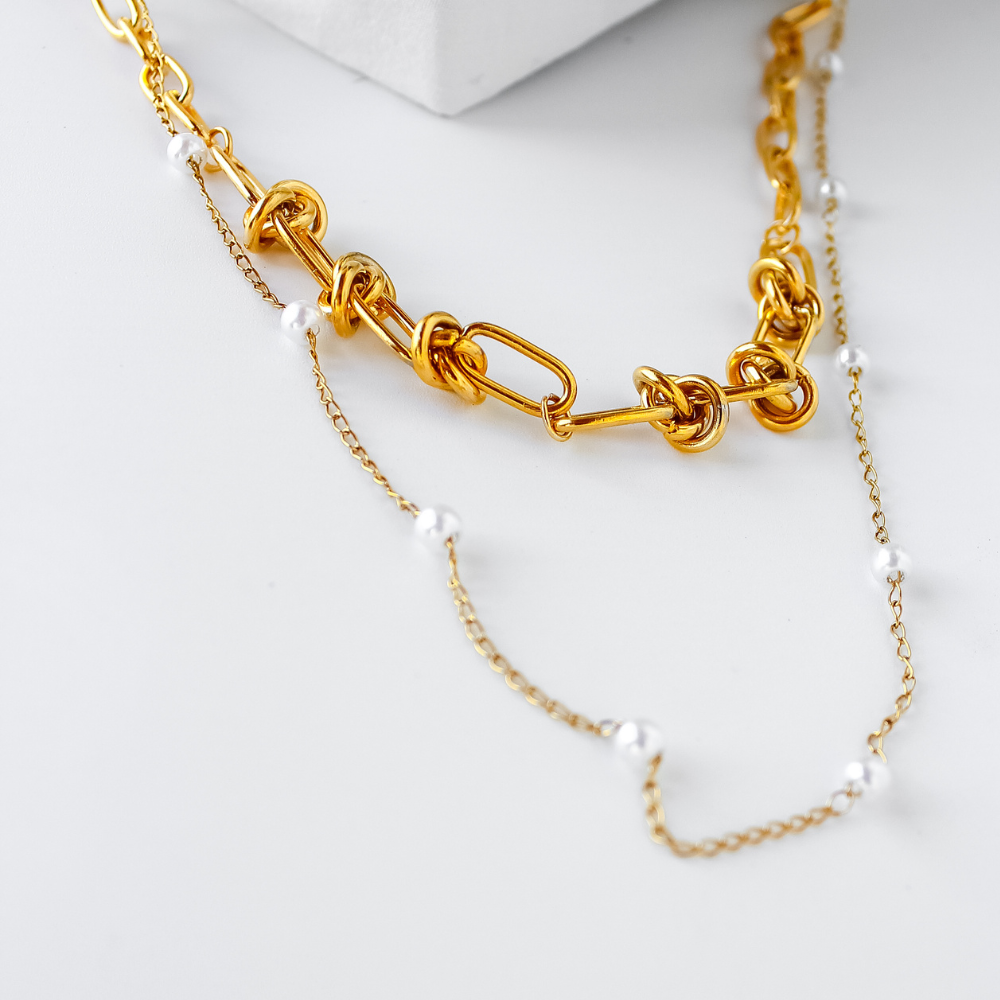 Colar Duplo Corrente Banhado em Ouro 18K