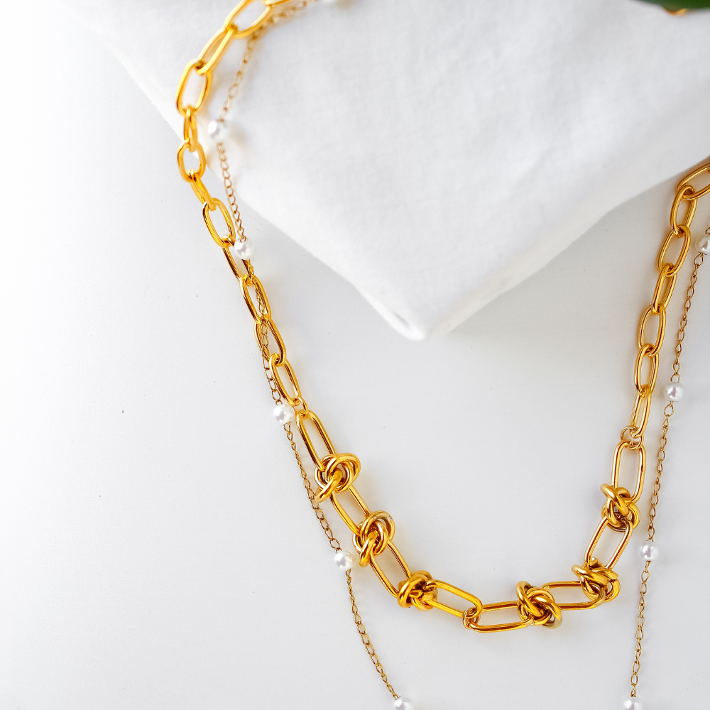 Colar Duplo Corrente Banhado em Ouro 18K