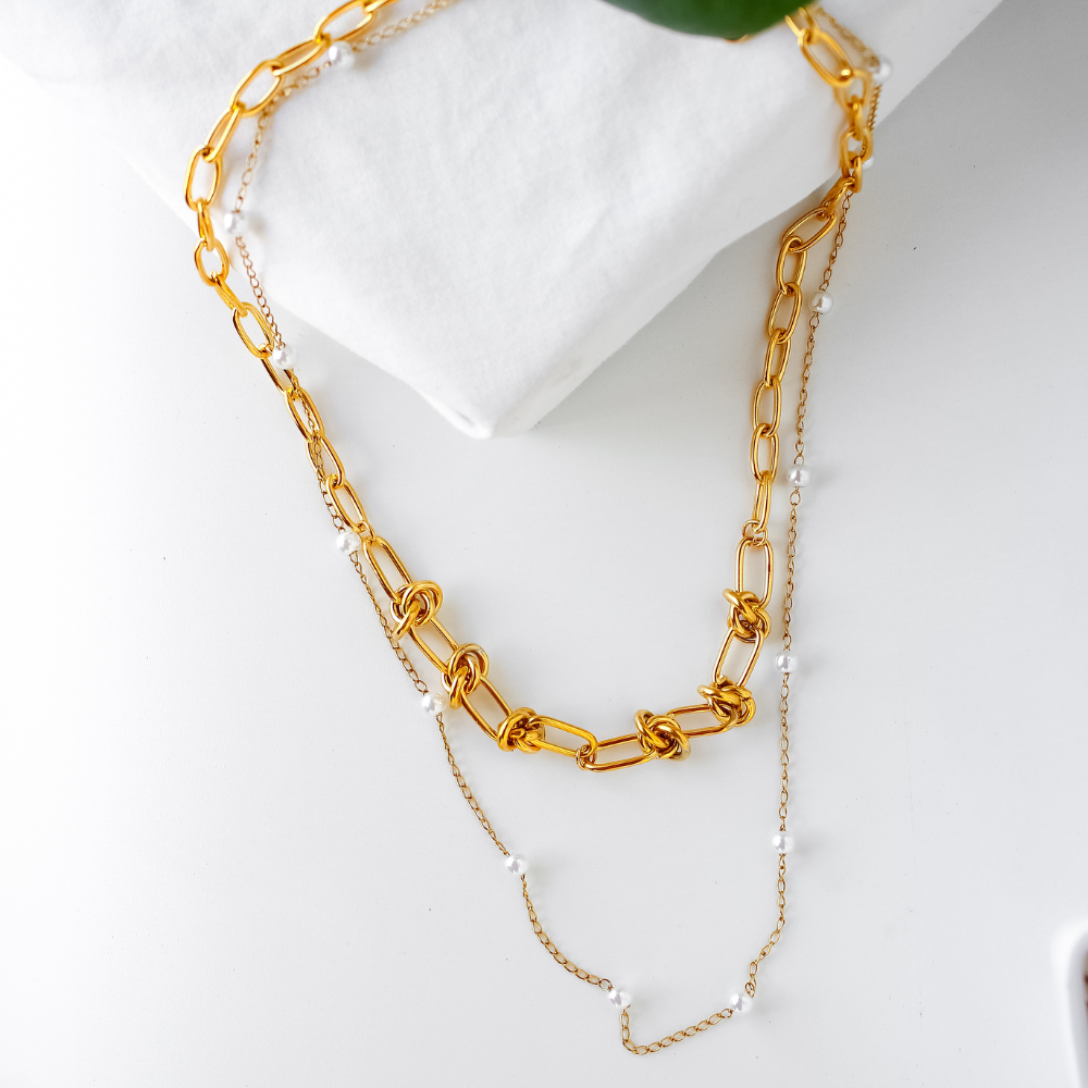 Colar Duplo Corrente Banhado em Ouro 18K