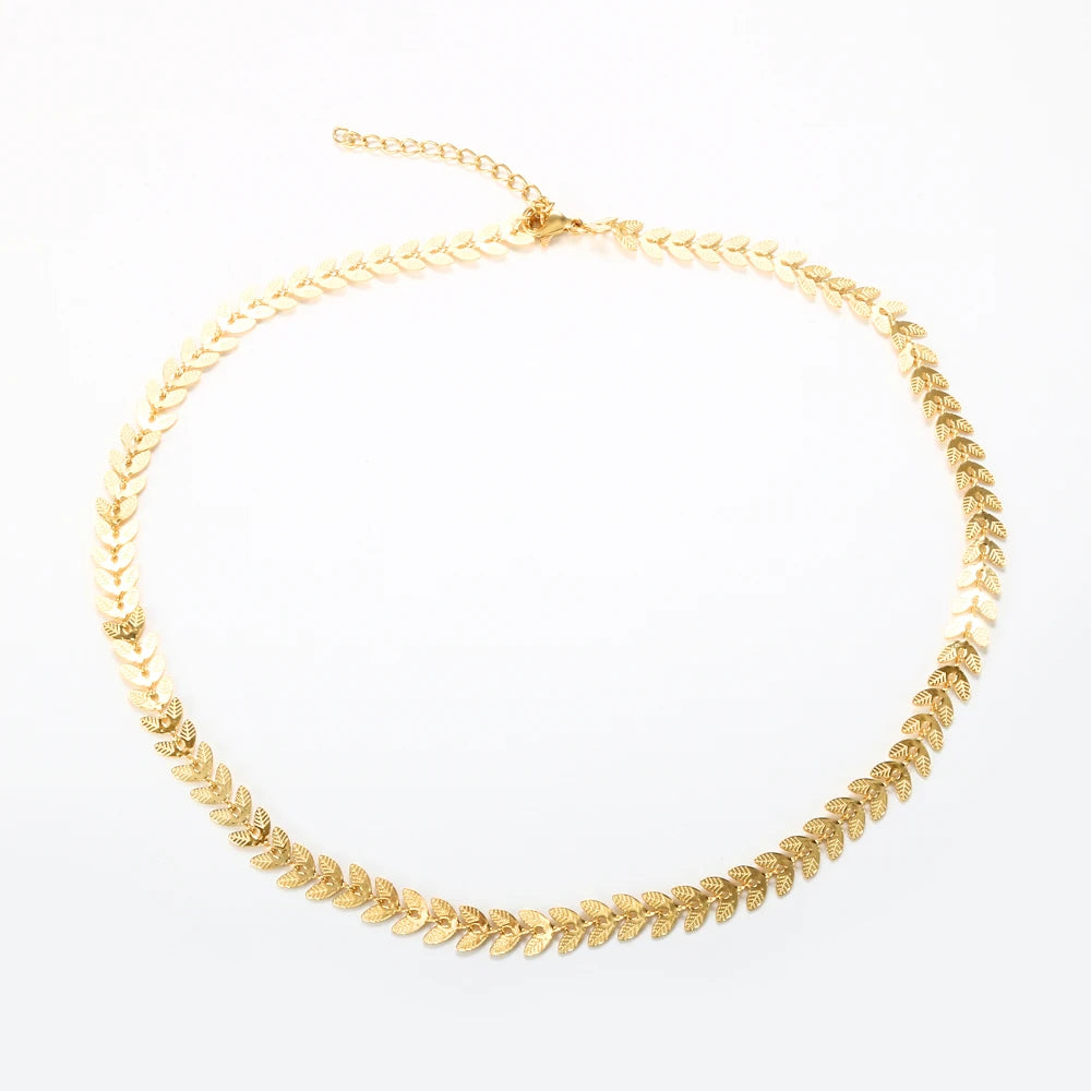 Colar Folhagens Banhado em Ouro 18K