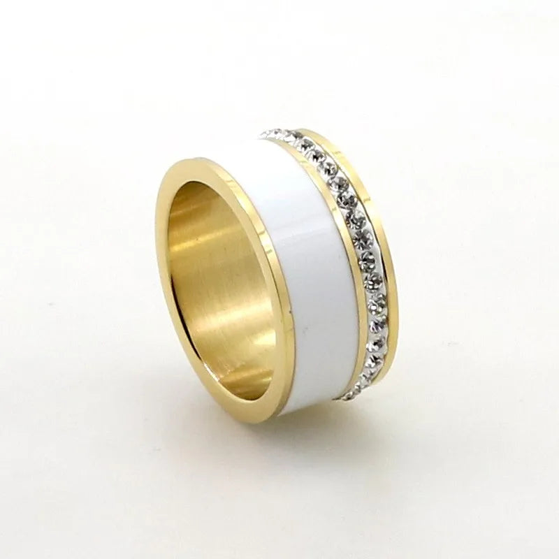 Anel Black White Banhado em Ouro 18K