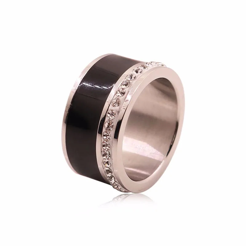 Anel Black White Banhado em Ouro 18K