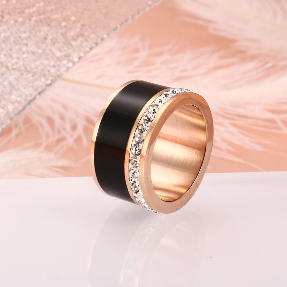 Anel Black White Banhado em Ouro 18K