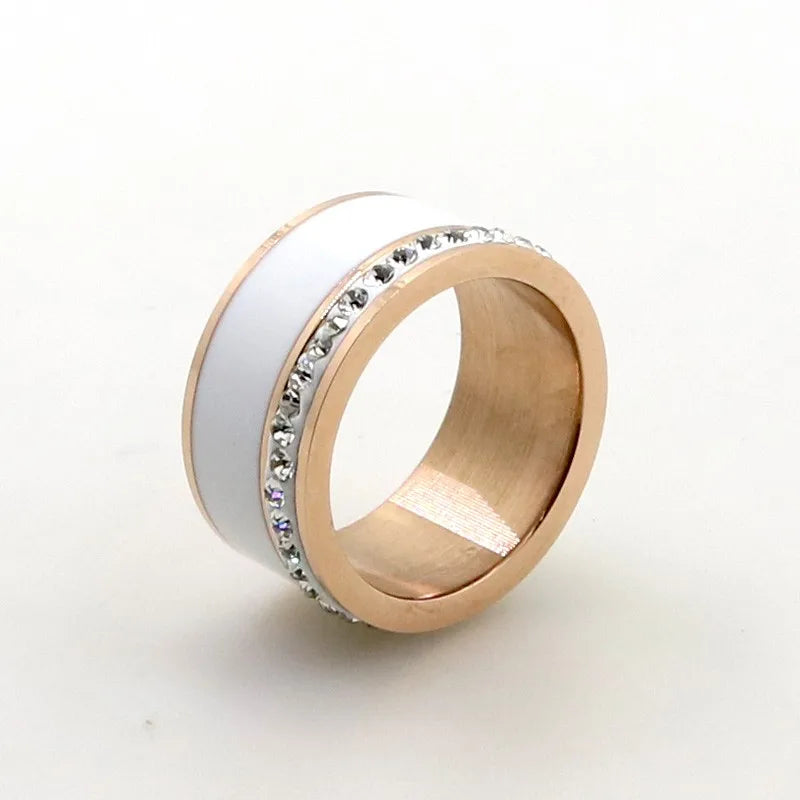 Anel Black White Banhado em Ouro 18K