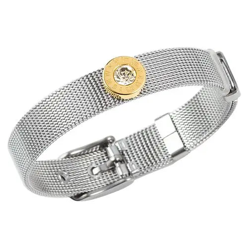 Bracelete Malha Algarismo Romano Banhado em Ouro 18K