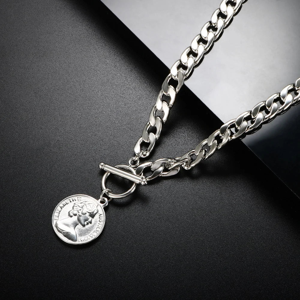 Colar Medalha Moeda Banhado em Ouro 18K