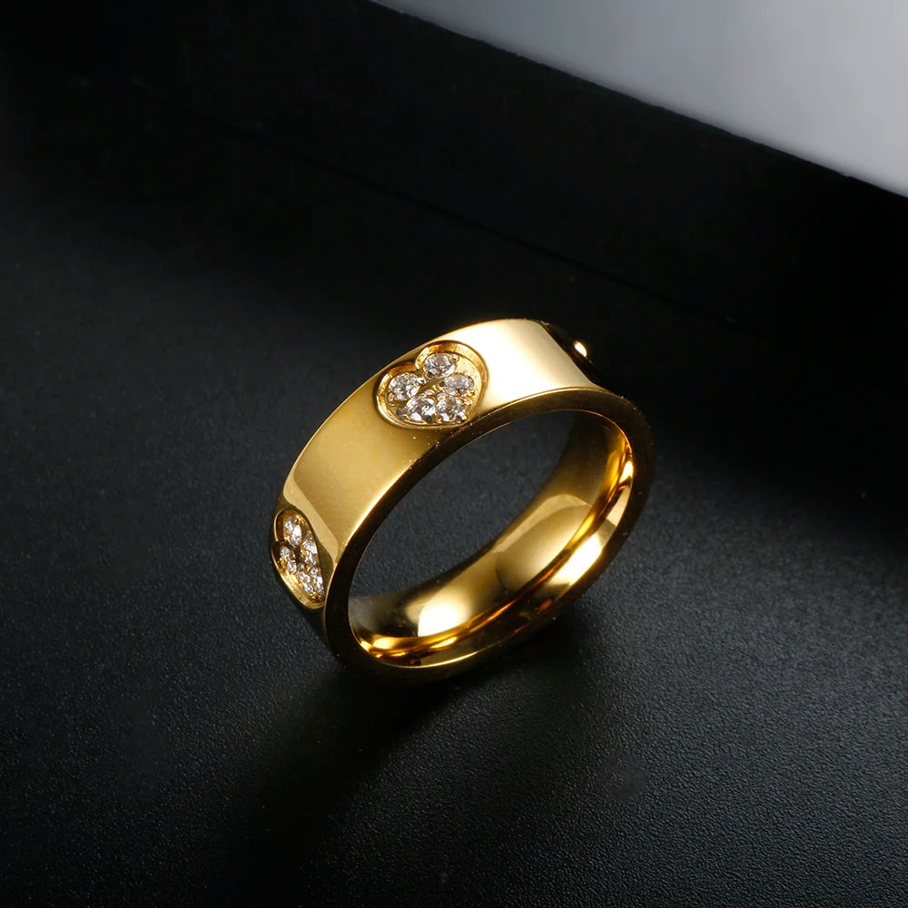 Anel Coração Zircônia Banhado em Ouro 18K