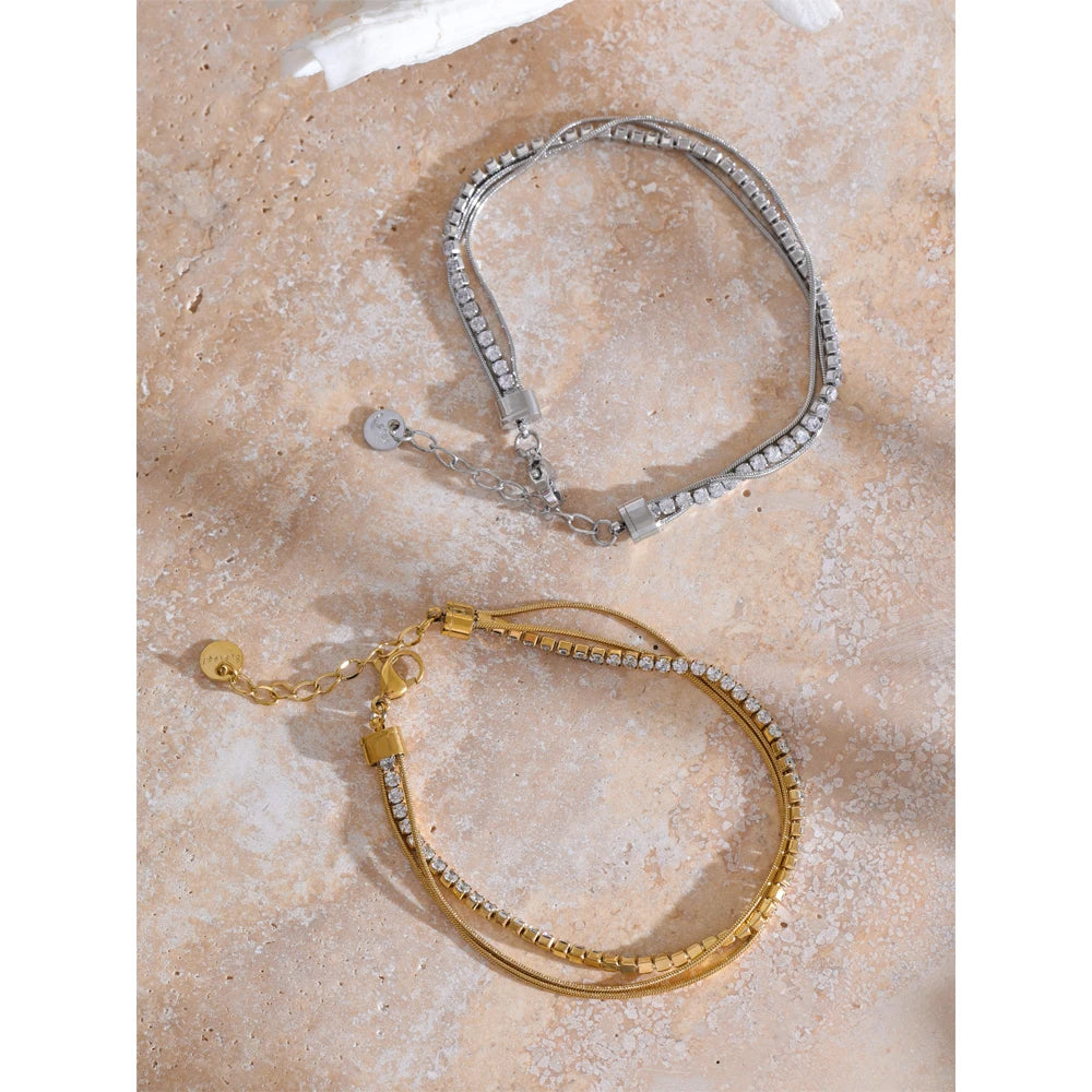 Pulseira Mix Zircônias Banhado em Ouro 18K