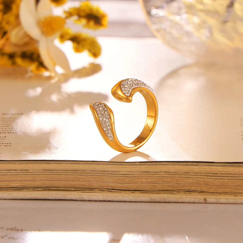 Anel Belle Regulável Zircônias Banhado em Ouro 18K