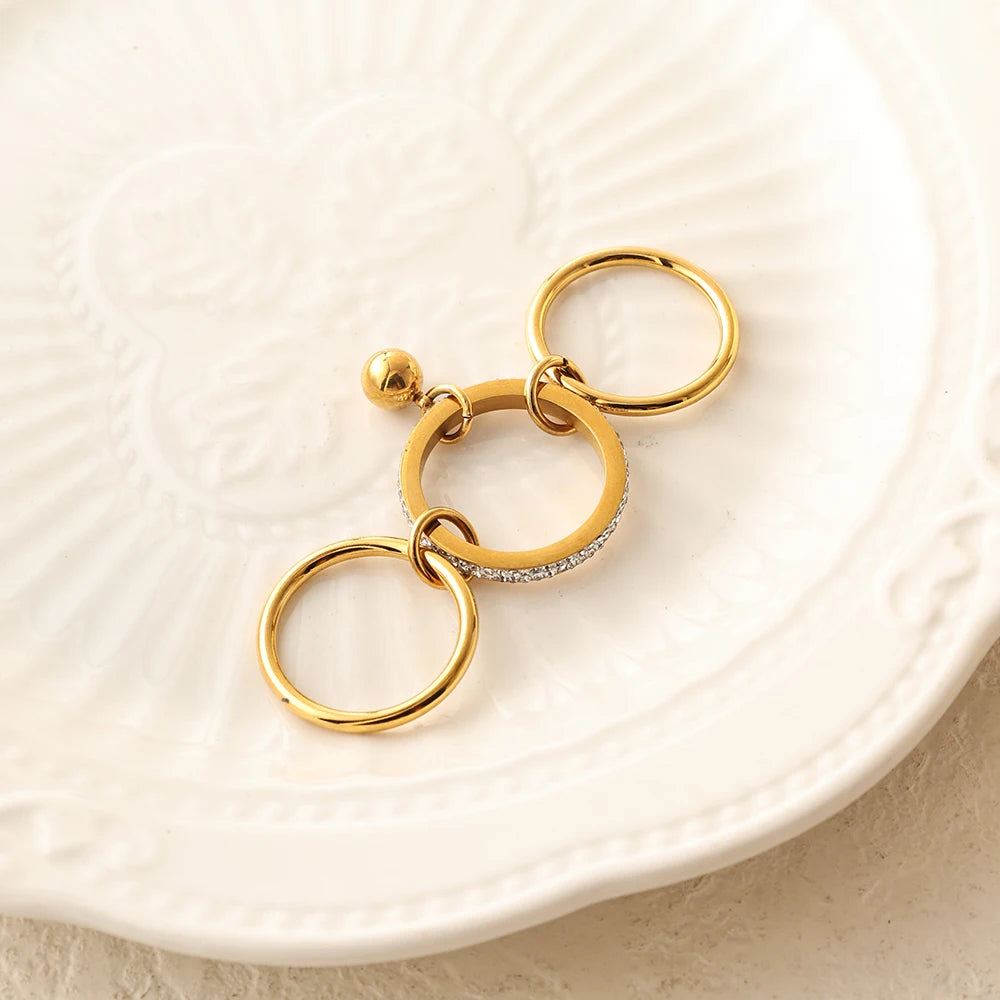 Anel Trio Angel Banhado em Ouro 18K