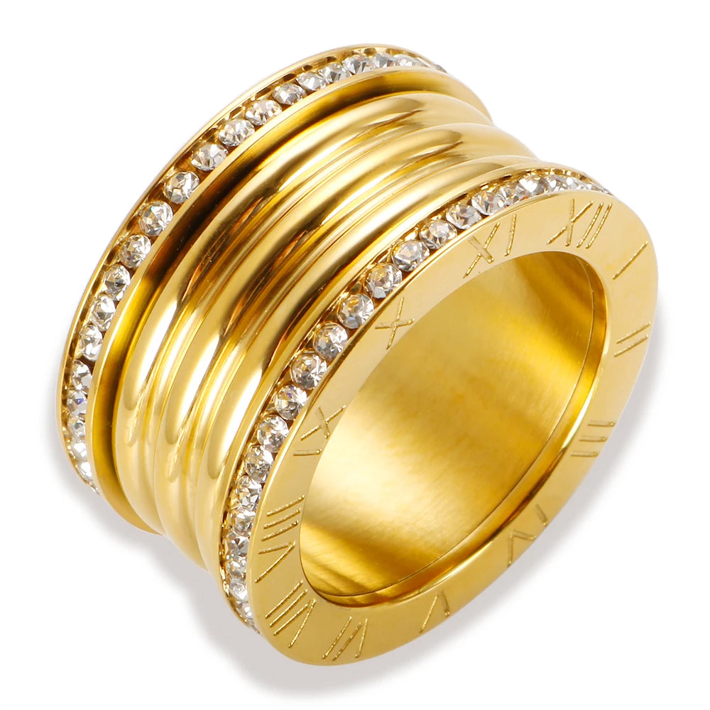 Anel Algarismo Romano Elegance Banhado em Ouro 18K