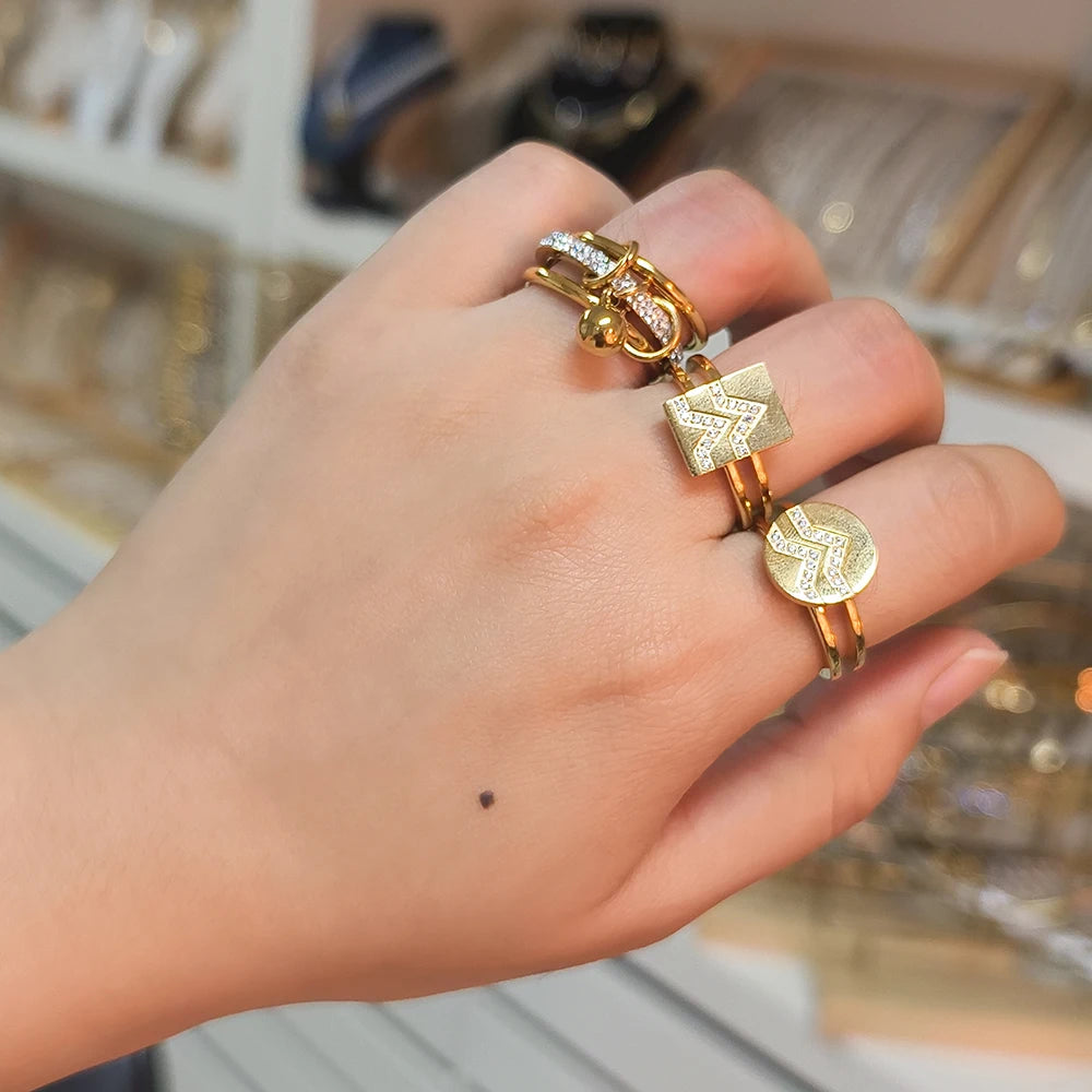 Anel Trio Angel Banhado em Ouro 18K