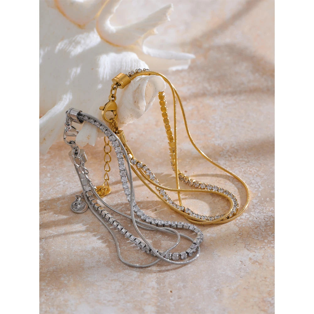 Pulseira Mix Zircônias Banhado em Ouro 18K