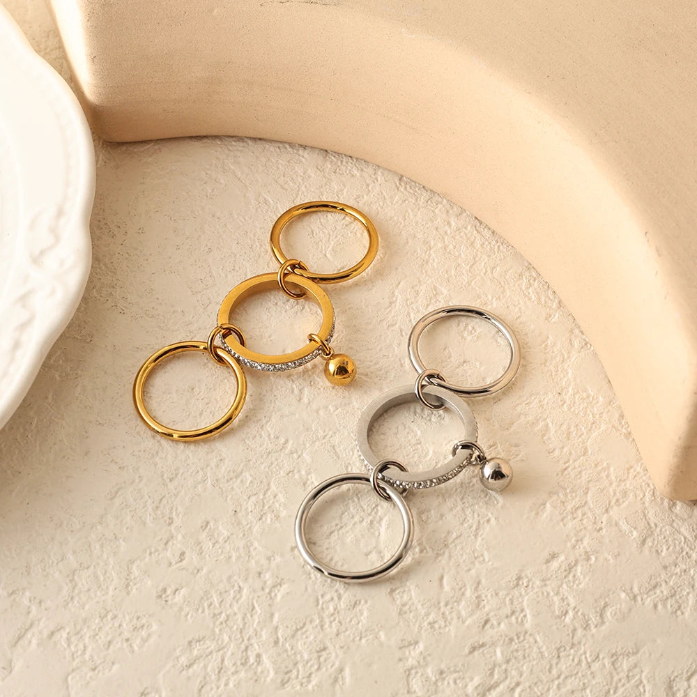 Anel Trio Angel Banhado em Ouro 18K