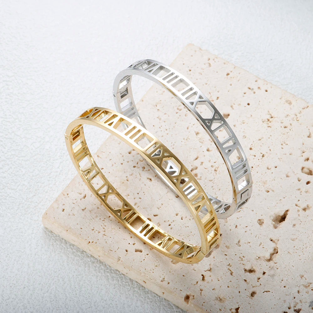 Bracelete Algarismo Romano Banhado em Ouro 18K