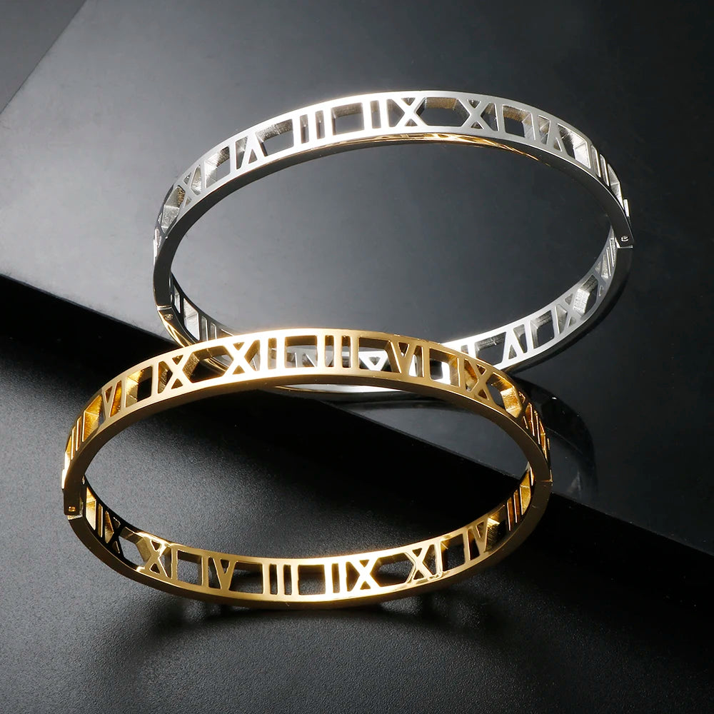 Bracelete Algarismo Romano Banhado em Ouro 18K