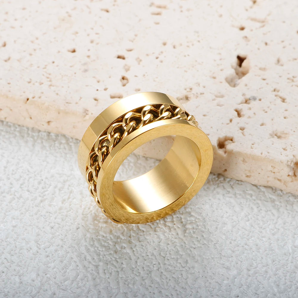 Anel Cúbico Elos Zircônias Banhado em Ouro 18K