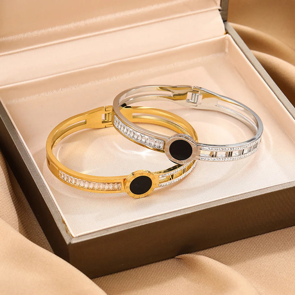 Bracelete Algarismo Romano Banhado em Ouro 18K