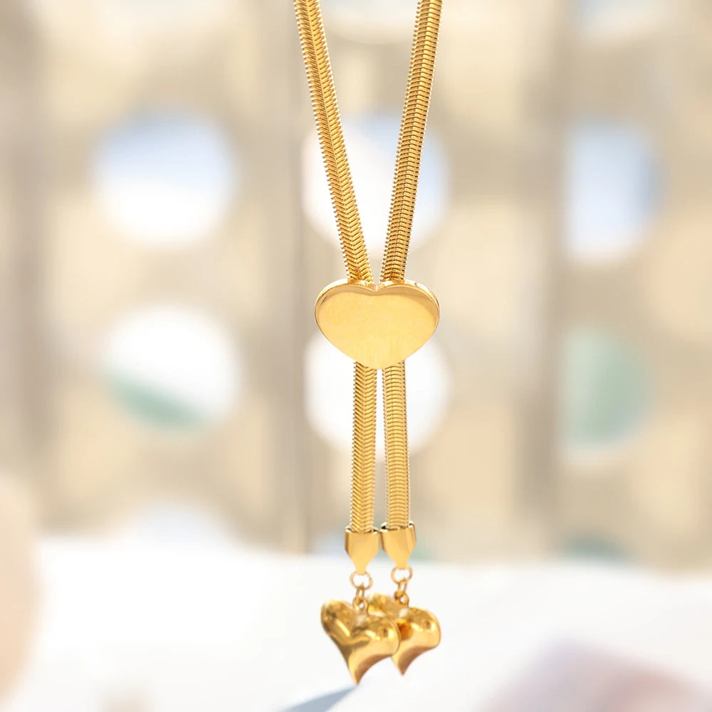 Colar 2 Corações Banhado em Ouro 18K