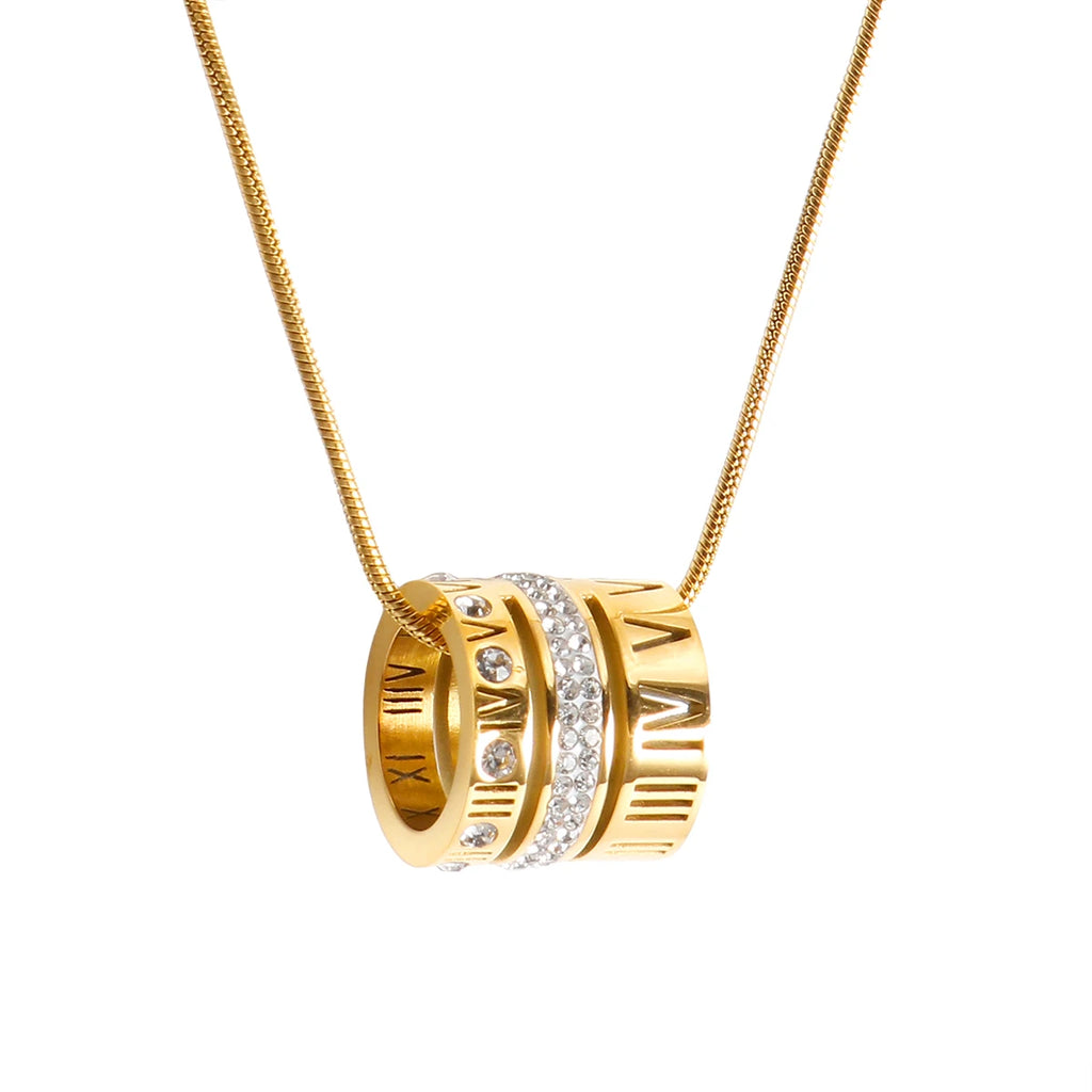 Colar Aro Triplo Algarismo Romano Banhado em Ouro 18K