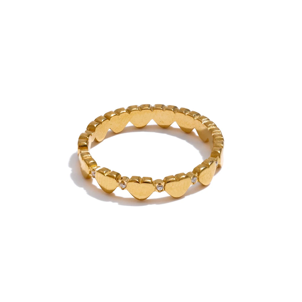 Anel Coração Minimalista Banhado em Ouro 18K
