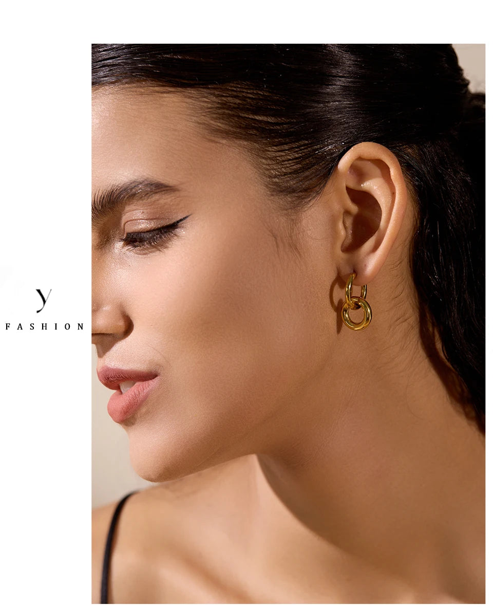 Brinco Argola Dupla Banhado em Ouro 18K