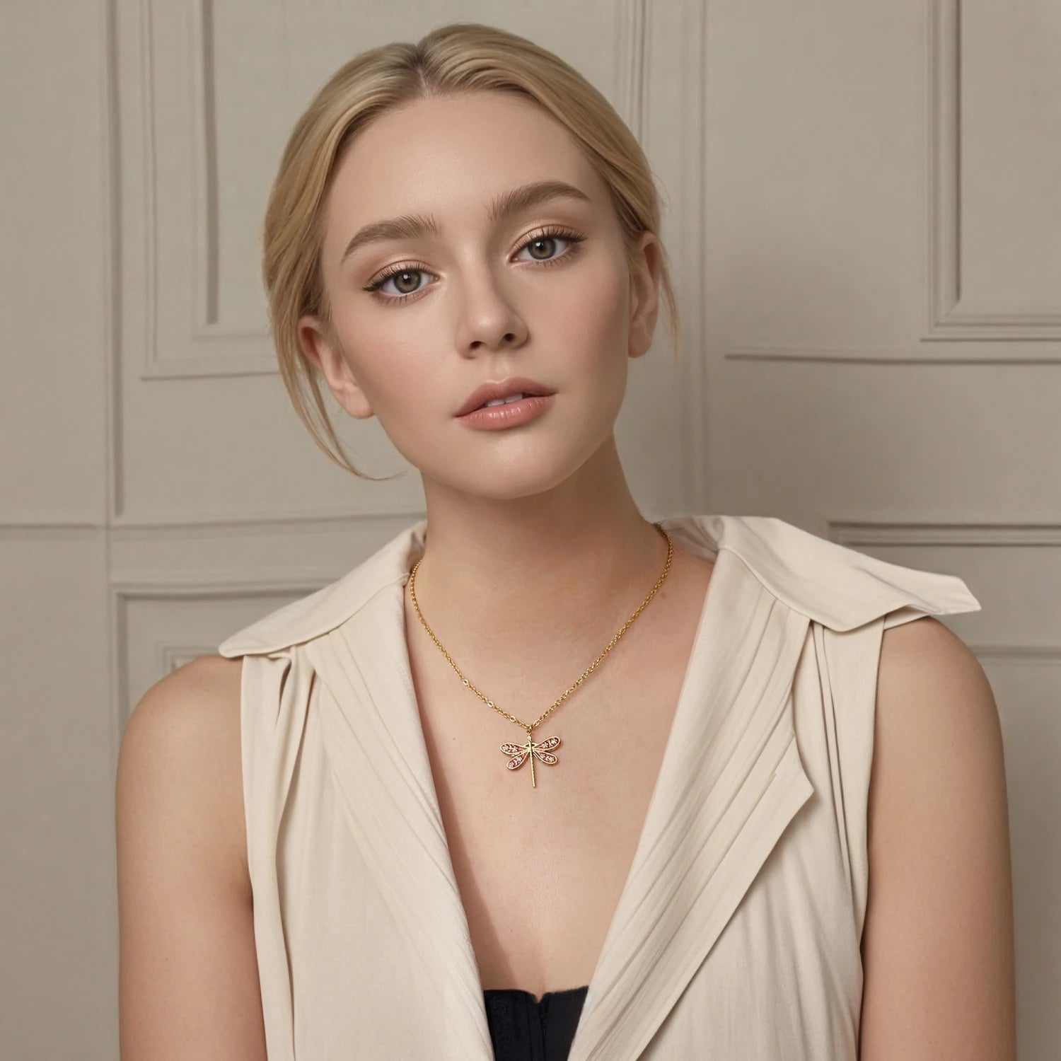 Colar Libélula Banhado em Ouro 18K