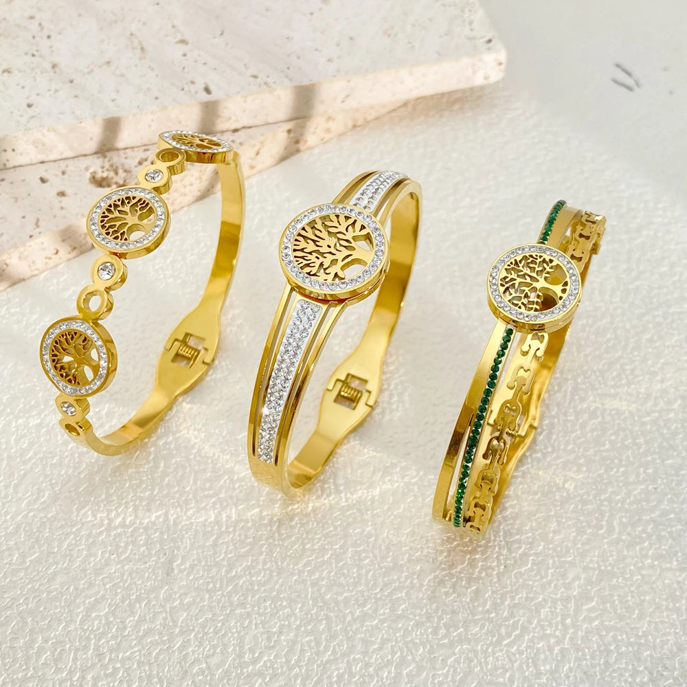 Bracelete 3 Árvores Banhado em Ouro 18K