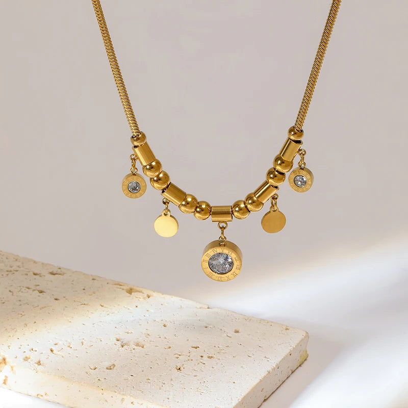 Conjunto Pingentes Zircônias Banhado em Ouro 18K