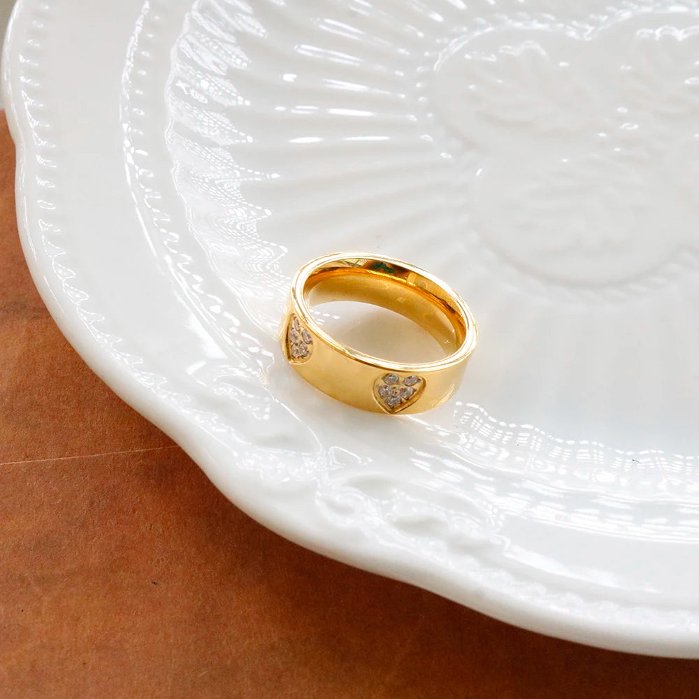 Anel Coração Zircônia Banhado em Ouro 18K