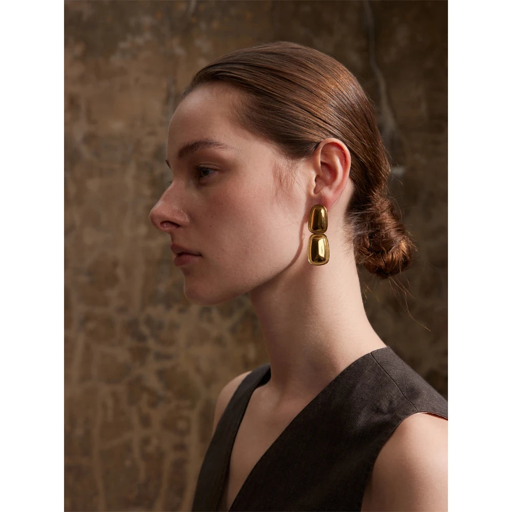 Brinco Rectangle Banhado em Ouro 18K