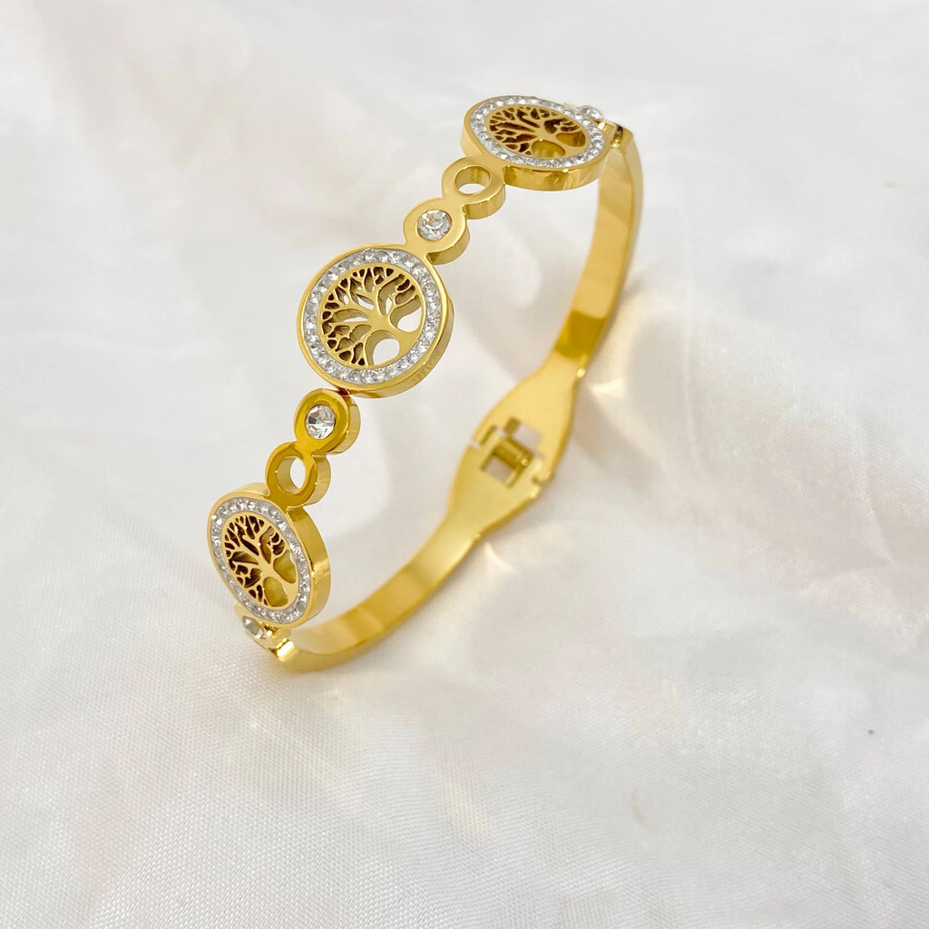 Bracelete 3 Árvores Banhado em Ouro 18K