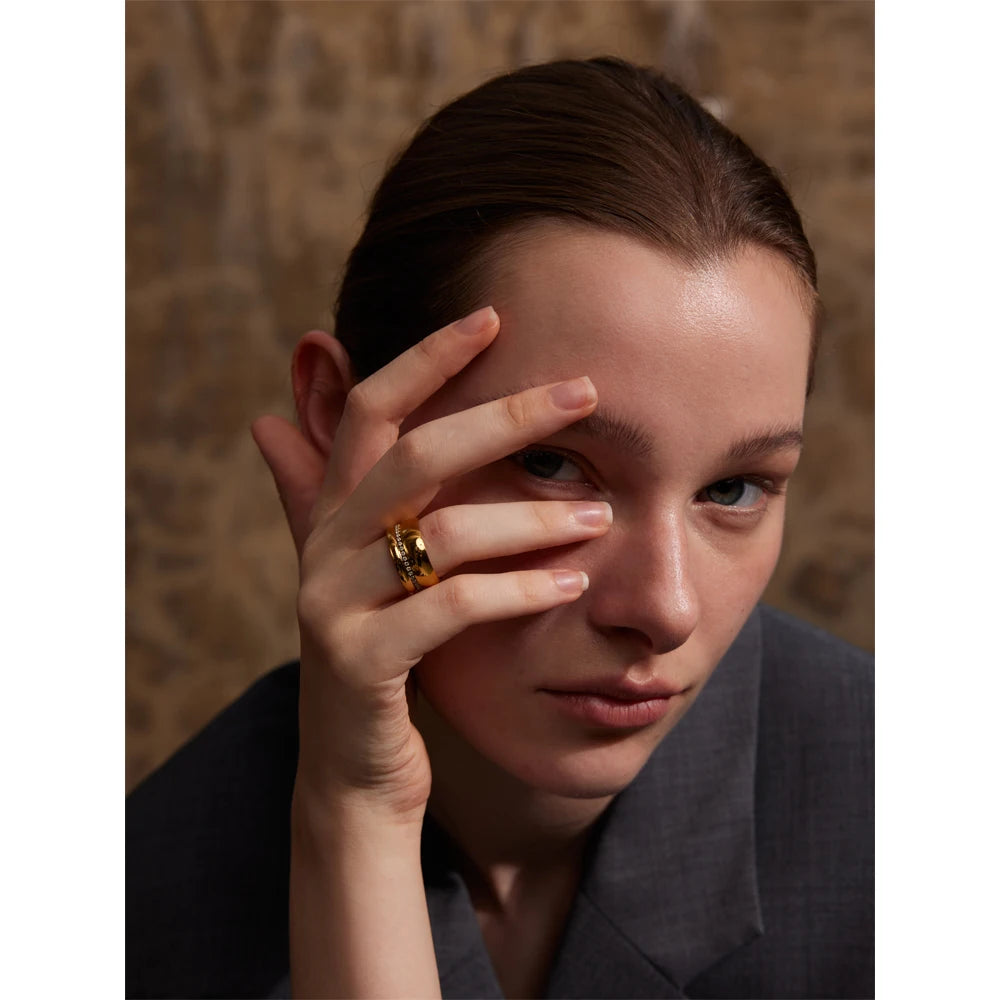 Anel Aliança Robusto Zircônia Banhado em Ouro 18K