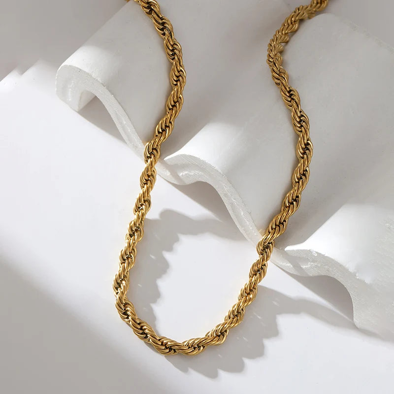 Colar Corrente Rope Banhado em Ouro 18K