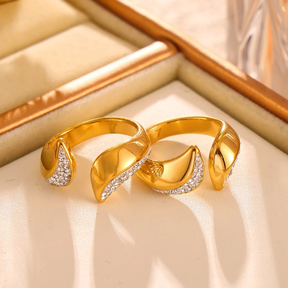 Anel Belle Regulável Zircônias Banhado em Ouro 18K