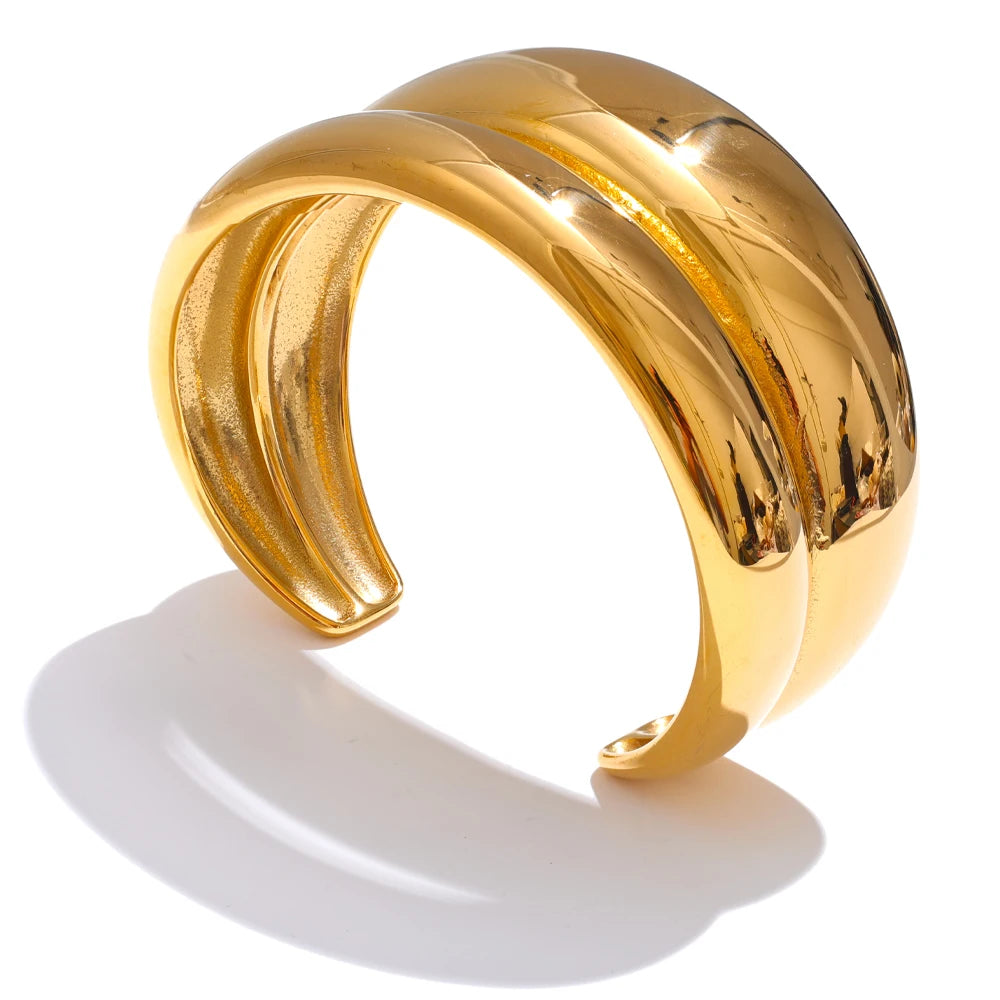 Bracelete Contemporâneo Banhado em Ouro 18K