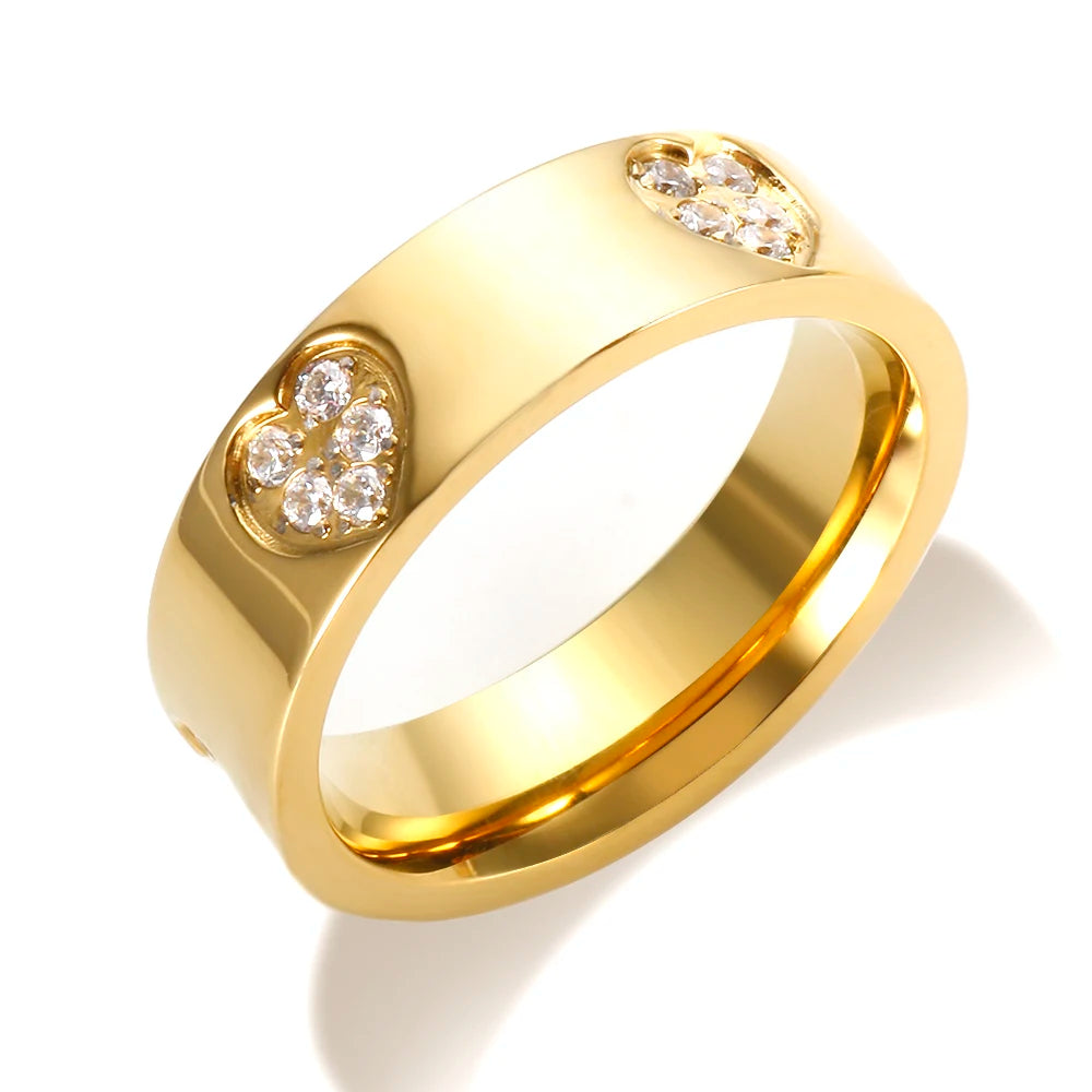 Anel Coração Zircônia Banhado em Ouro 18K