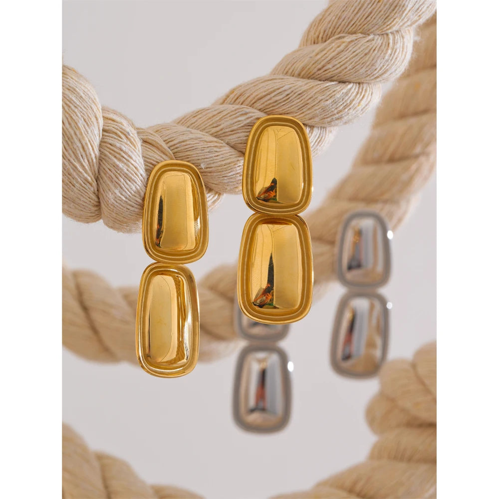 Brinco Rectangle Banhado em Ouro 18K