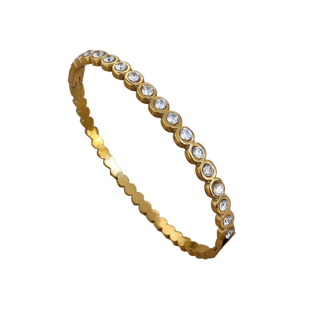 Bracelete Bolinha com Pedras Banhado em Ouro 18K