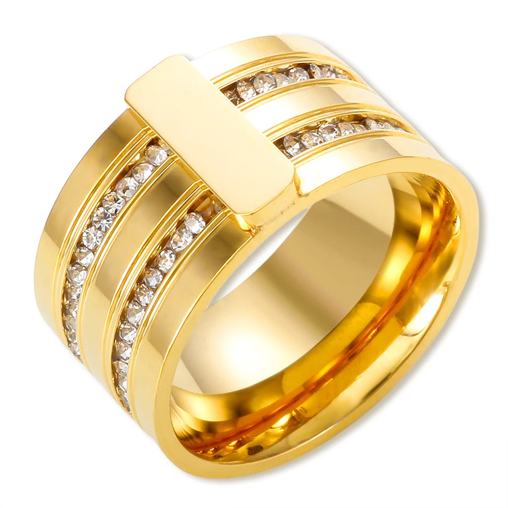 Anel Luxury Zircônias Banhado em Ouro 18K