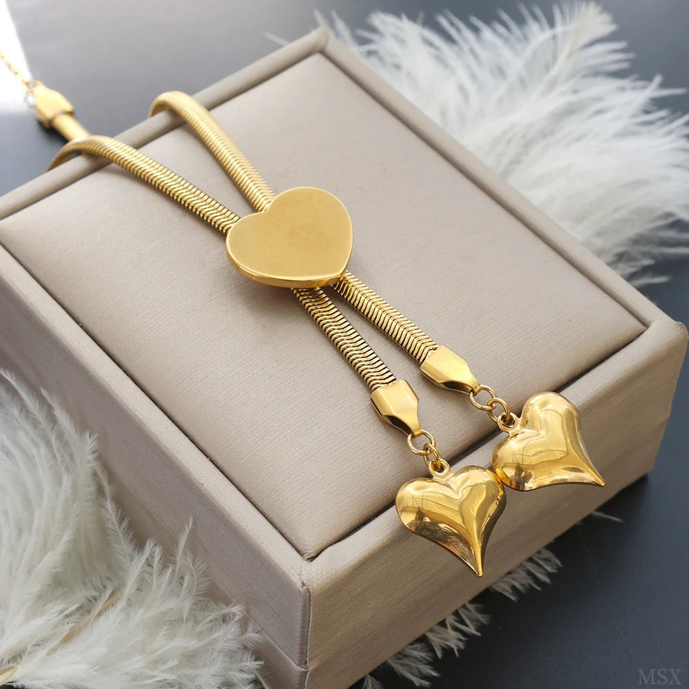 Colar 2 Corações Banhado em Ouro 18K