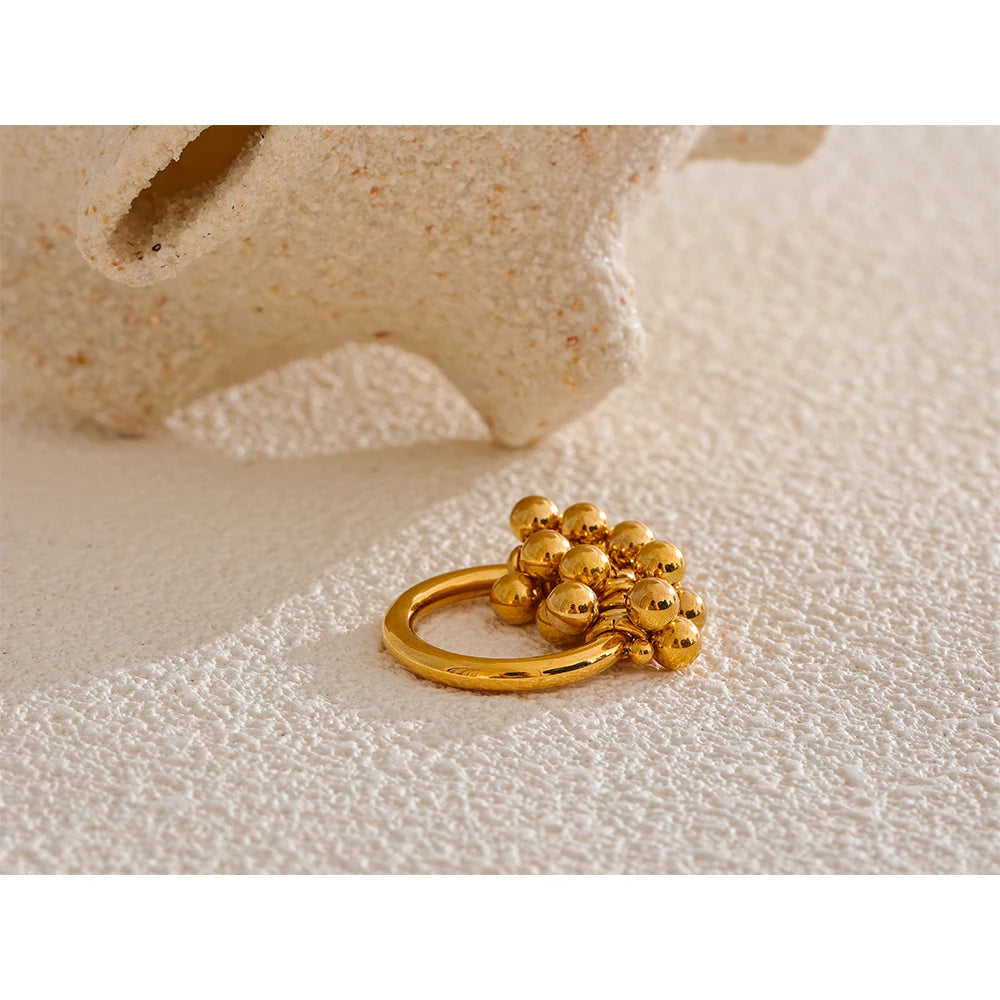 Anel Esferas Banhado em Ouro 18K