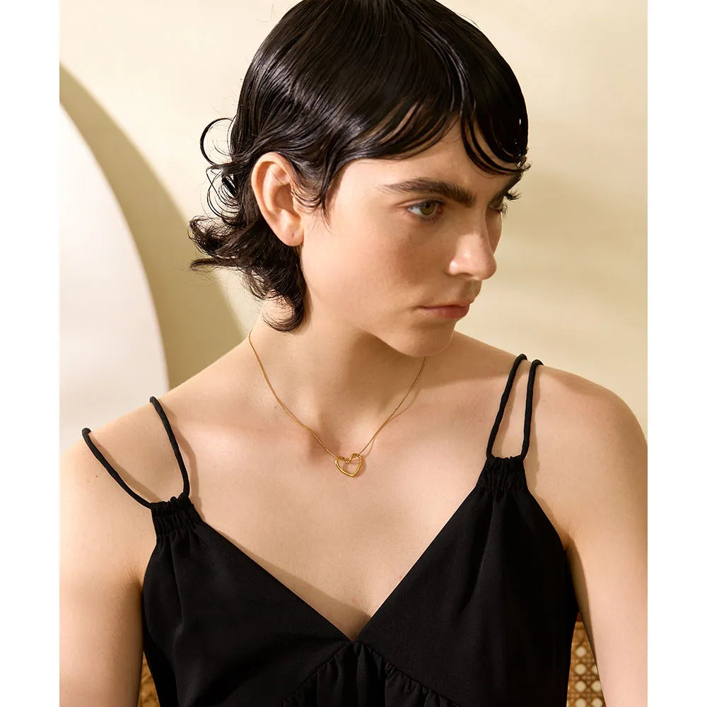 Colar Pingente Coração Banhado em Ouro 18K