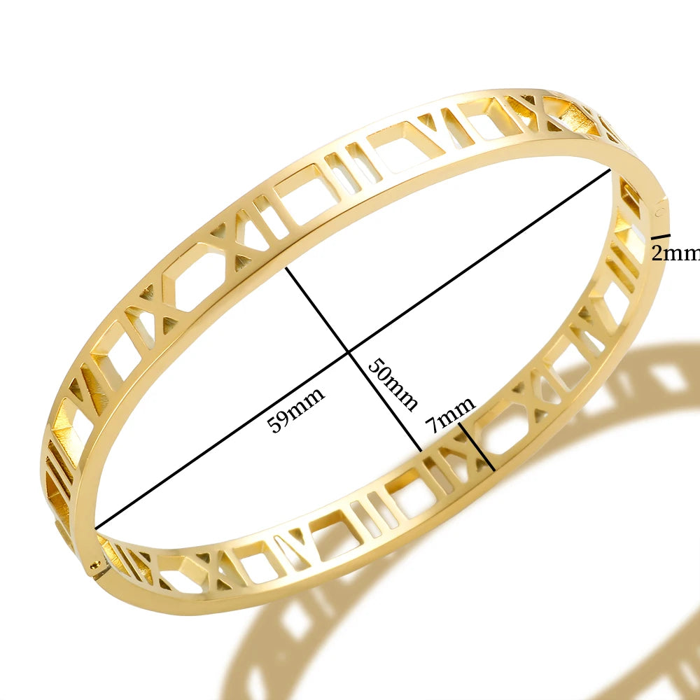 Bracelete Algarismo Romano Banhado em Ouro 18K