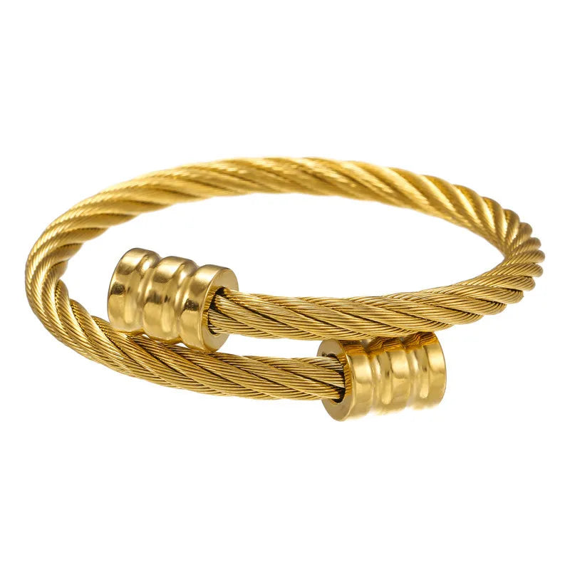 Pulseira Torcida Masculina Banhado em Ouro 18K