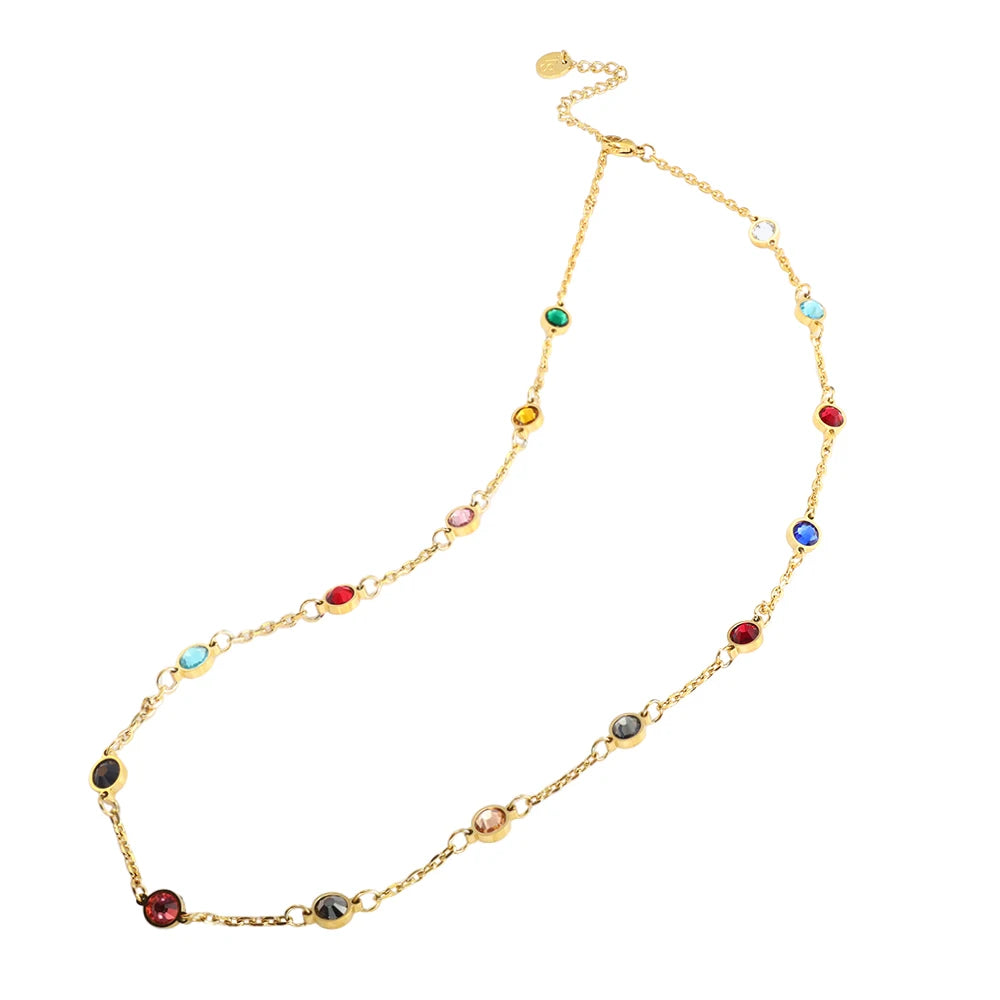 Colar Elegance Colorido Banhado em Ouro 18K