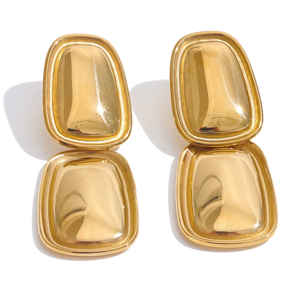 Brinco Rectangle Banhado em Ouro 18K