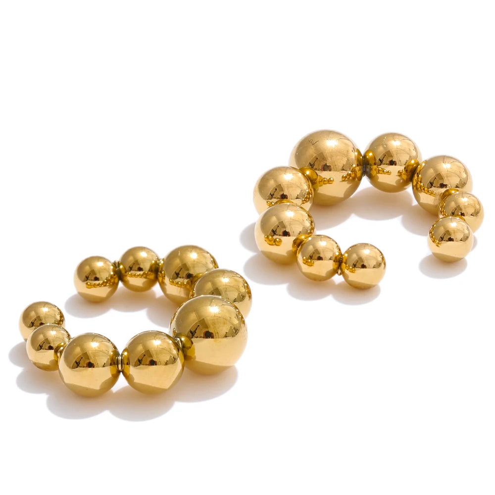 Brinco Piercing Fake Esferas Banhado em Ouro 18K